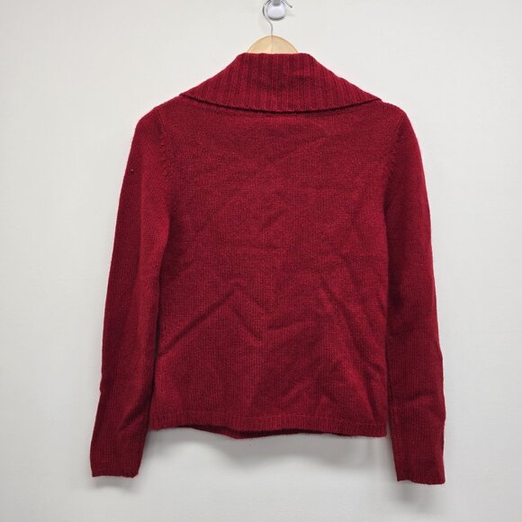 NWT Ann Taylor 100% Cashmere Cowl Neck Sweater Size S Knit Pullover Red Holiday - Picture 2 of 7